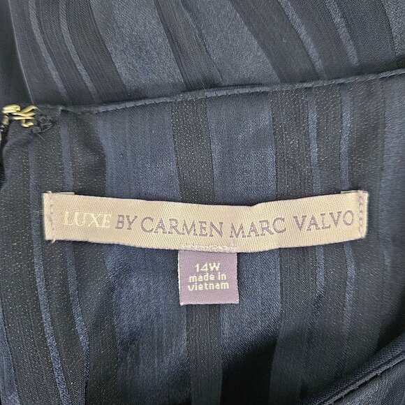 Luxe By Carmen Marc Valvo Womens Navy Sleeveless Midi Dress Size 14W Elegant - Picture 11 of 12